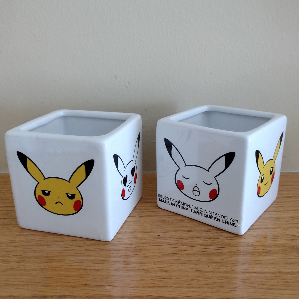 Set of 2 Pokemon Pikachu Expressions Ceramic Succulent Planters